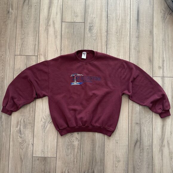 Vintage 90's Jerzees Sweatshirt St. Augustine Florida Mens Large Regular Maroon - Picture 1 of 7